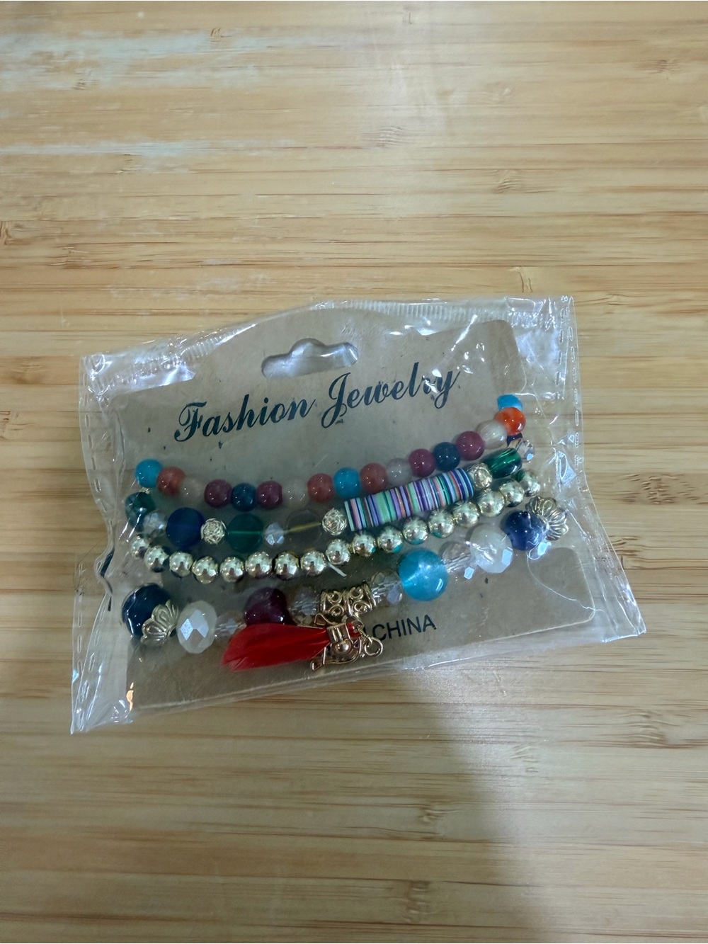 Fashion Jewelry Multicolor Bead Bracelet Set with Gold Accents